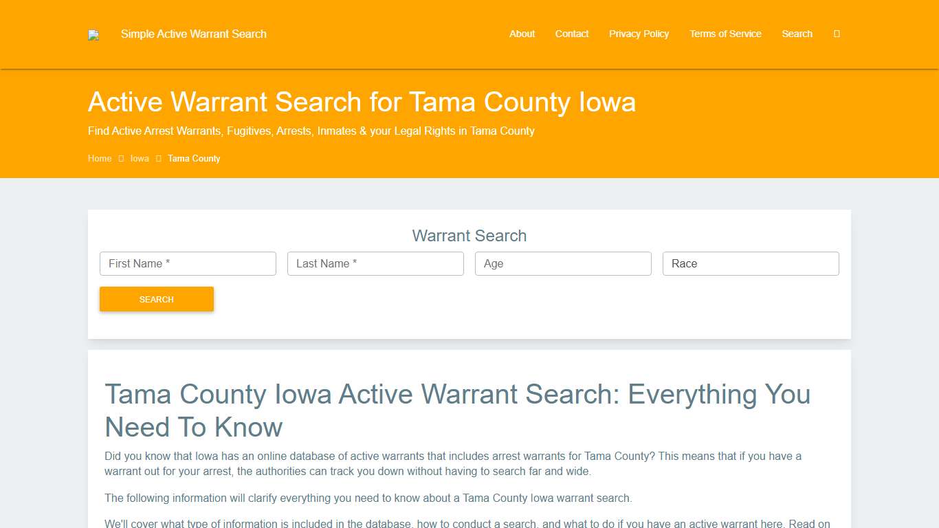 Active Warrant Search in Tama County Iowa - Outstanding Warrants