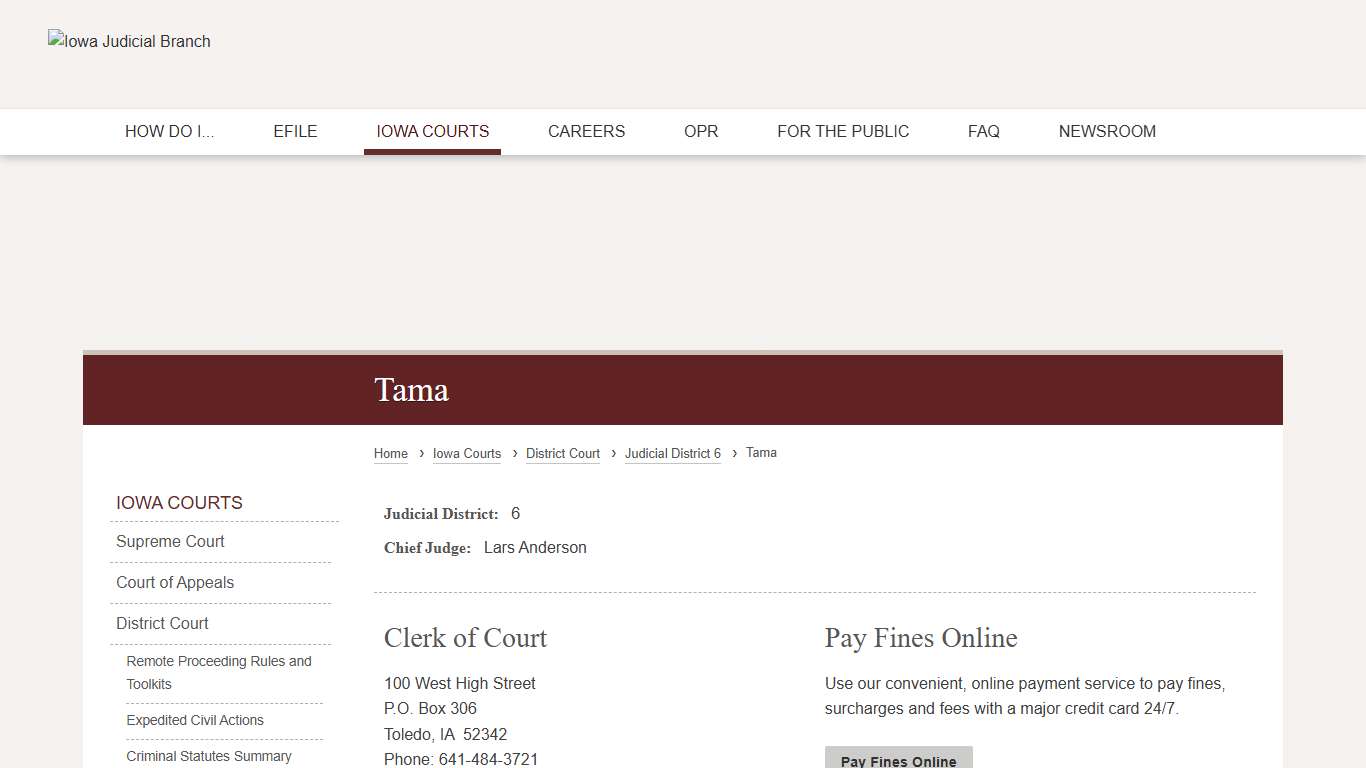 Tama | Judicial District 6 | Iowa Judicial Branch